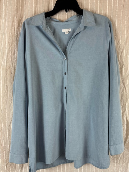 J. Jill Tops - J.Jill Blue Button-Up Rayon Blend Shirt in Size Large, NWOT